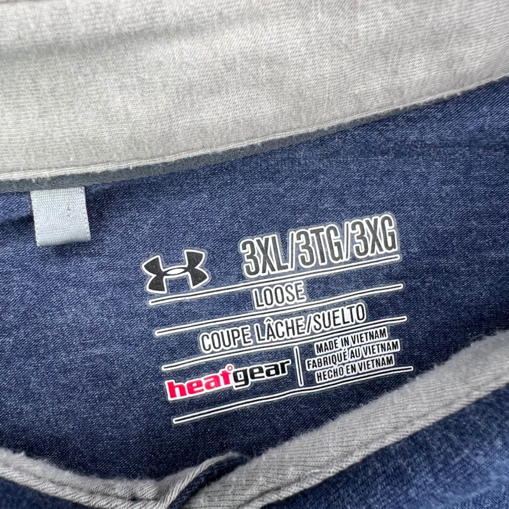 Under Armour Polo Shirt Mens 3XL Blue Heathered HeatGear Loose Fit Short Sleeve - Picture 5 of 9